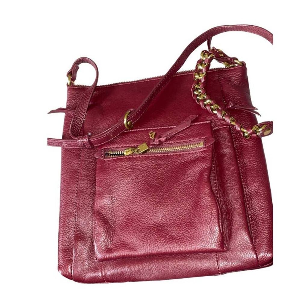 Elliott Lucca Gwen Burgundy Leather Large Multi-Pocket Crossbody Bag